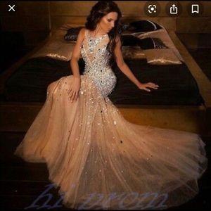 Beaded Champagne Formal Dress